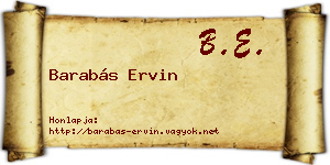 Barabás Ervin névjegykártya